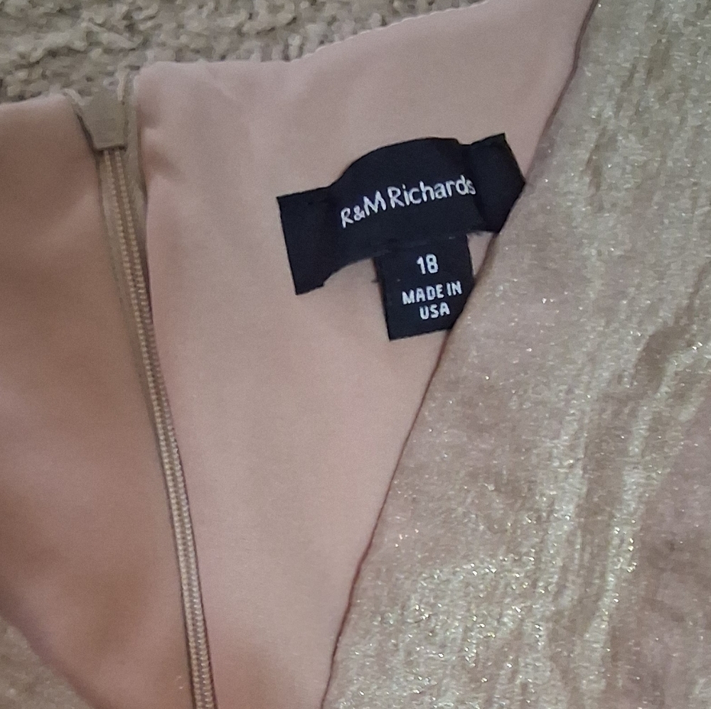 R&M Richards Shimmery Gold Wrap Dress - Picture 4 of 6